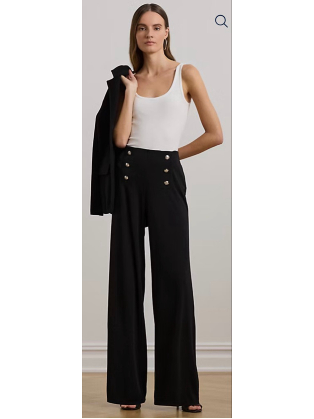 Ralph Lauen Black vintage ￼ sailor botton front slacks. Wide leg. High waisted.